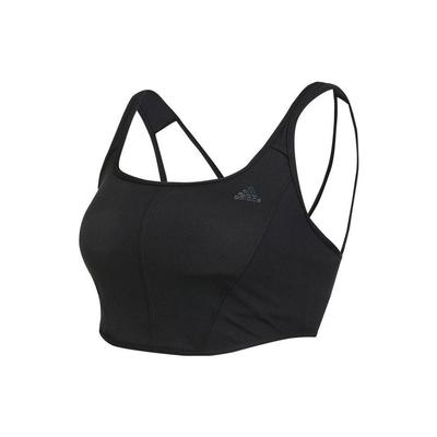 Solid Color Logo Print Fixed Strap Breathable Sports Bra Women Underwear Black HD7683
