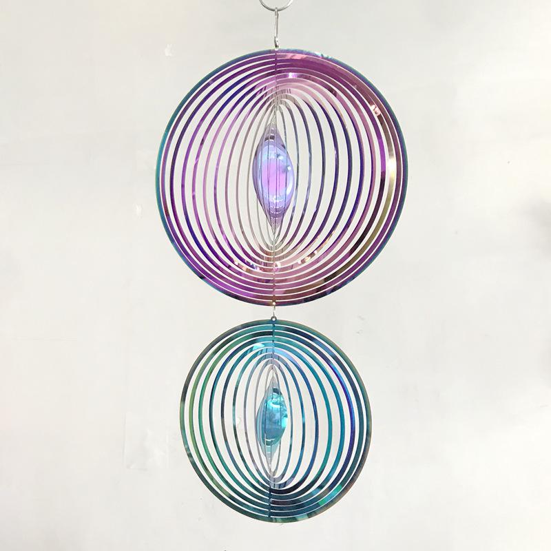 Fabrikpreis Doppel-Windspiel 20x35CM Edelstahl Rotierendes Metallblech 3D Windspiel Anhänger Dekoration Geschenk