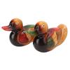 2pcs Hand Carved Wooden Duck Statues Safe Paint Hand Painted Duck Figurine  Living Room Decoration