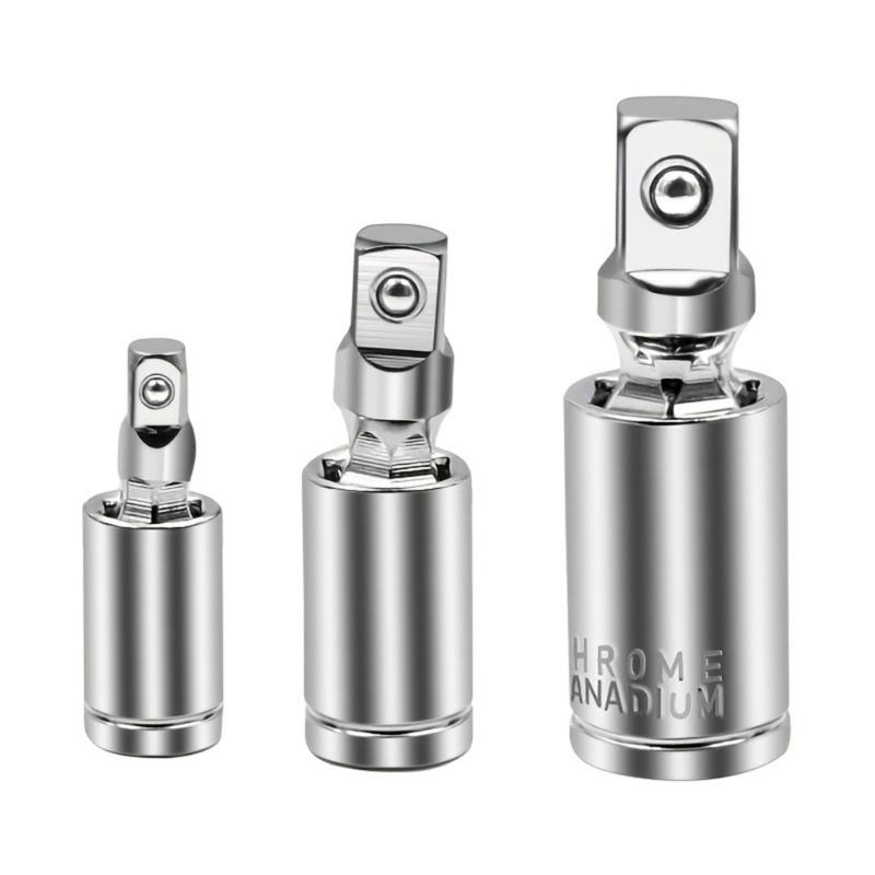 3Pcs Universal Joint Socket Set High Strength 40Cr Steel Ratcheting Mechanism For Tight Space Professional Repair Tool 1