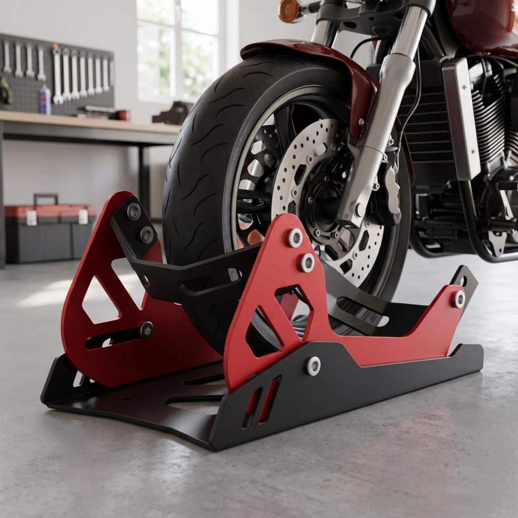 Motorcycle Wheel Stand Low-Slung Foldable Chock Stable for Garage