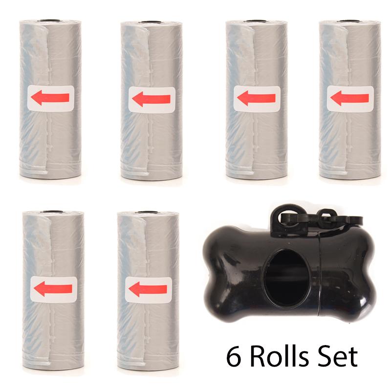 Pet Poop Bags Disposable Dog Waste Bags Bulk Poop Bags with Leash Clip and Bone Bag Dispenser 5 Rolls of 75 Pcs Bags