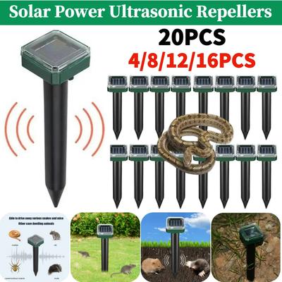 4-20Pcs Solar Animal Repellant Waterproof Ultrasonic Mouse Rat Repellant Anti-Corrosion Repellent Device For Snake Mouse Mole