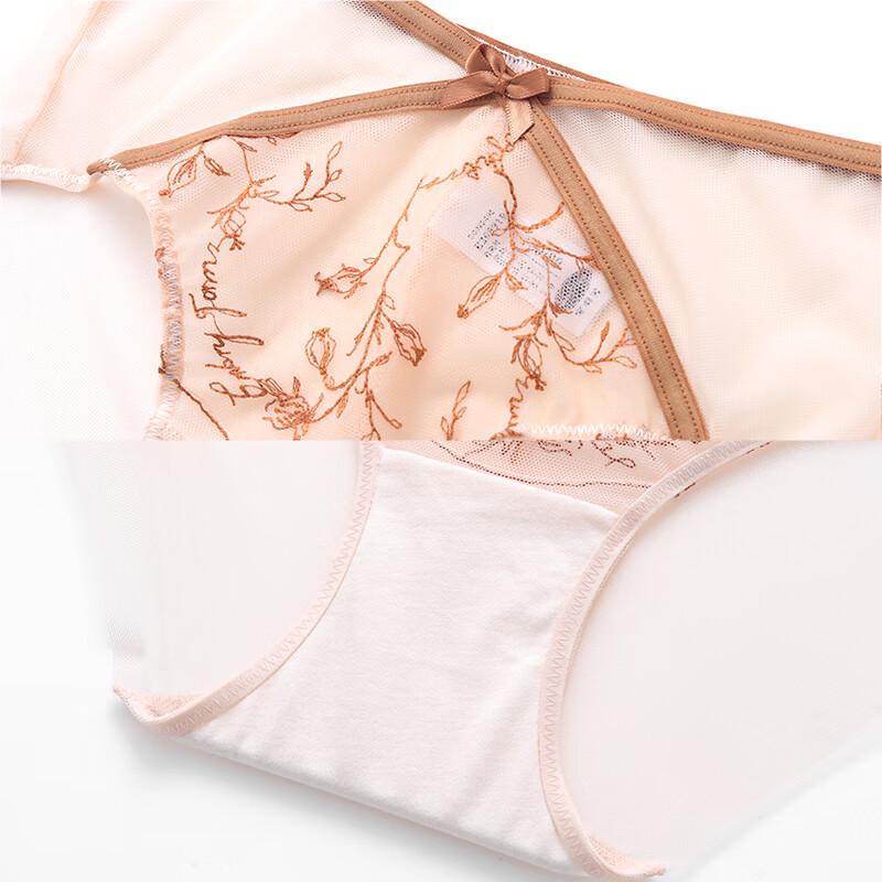 Anlifang Women's Embroidered Mesh Mid-Low Waist Briefs