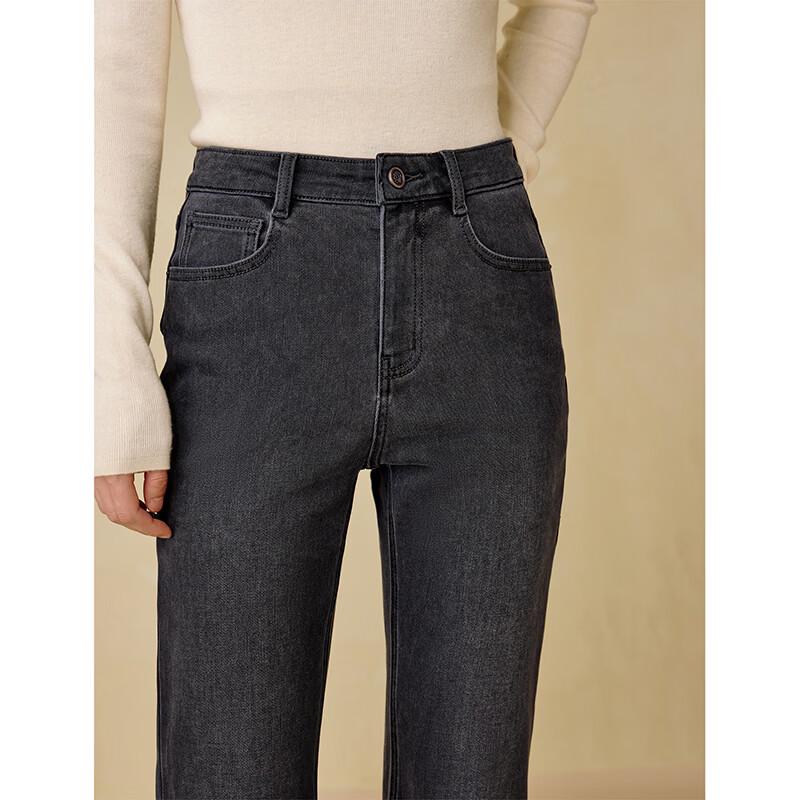 INMAN Women's Fleece-Lined High-Waist Micro-Flare Jeans