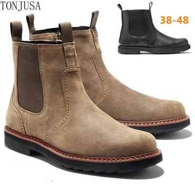 Bottes Chelsea noires décontractées en Nubuck résistant à l'abrasion pour hommes