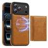 Apple 17 Pro Max Magnetischer Kartenhalter Ständer Lederhülle - Sturzsicheres Schutz-iPhone 16 Cover mit Kartenschlitz