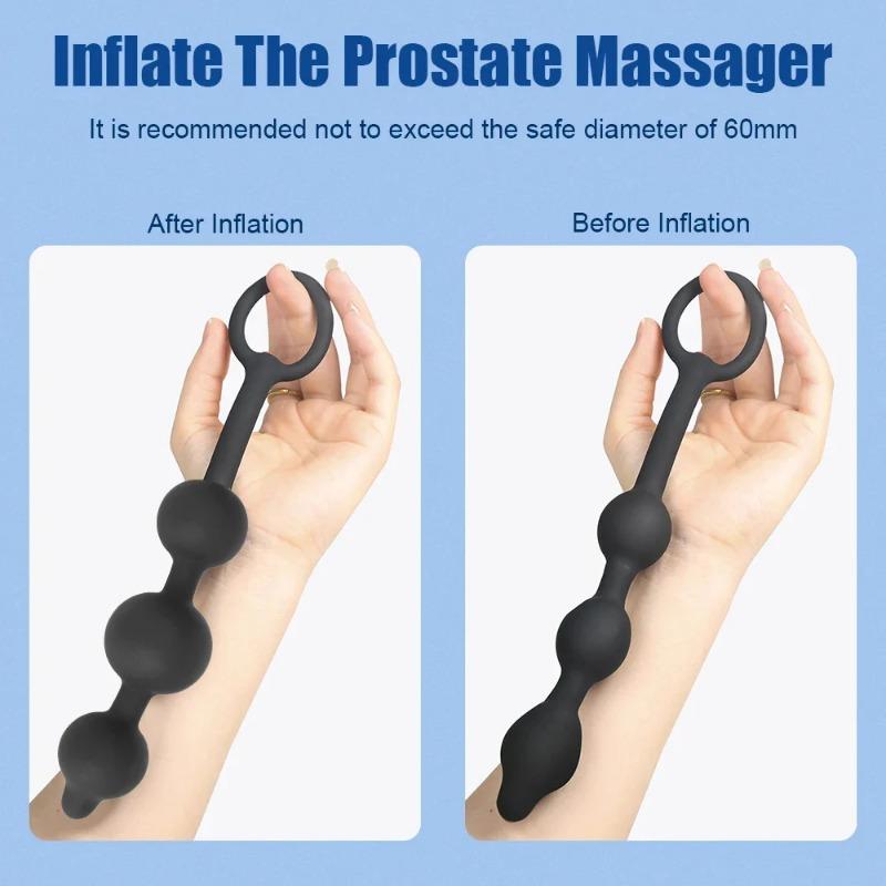 Inflatable 3 Balls Beads Anal Butt Plug Expander