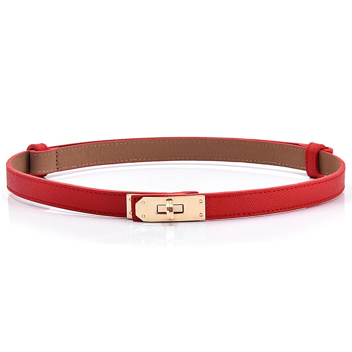 Meimeier Women's Patent Leather Thin Belt Korean-Style Fashion All-Match Adjustable a Pair of Buckles Belt