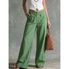 Women's High Rise Wide Leg Pants Loose Fit Solid Color Linen Palazzo Trousers Casual Commute Straight Leg Pants