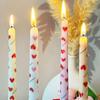 2Pcs Love Style Rich Colors Pattern Printing Smokeless Wedding Decoration Candlelight Dinner Long Candle Decoration Supplies