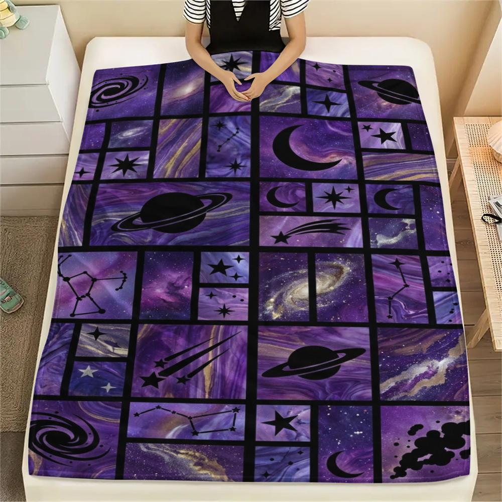 

1Pc Space Print Flannel Blanket, High quality Comfortable for All Seasons, Home Decor, Warmth and Comfort, Perfect for Christmas Gifts W159 80cm x 120cm