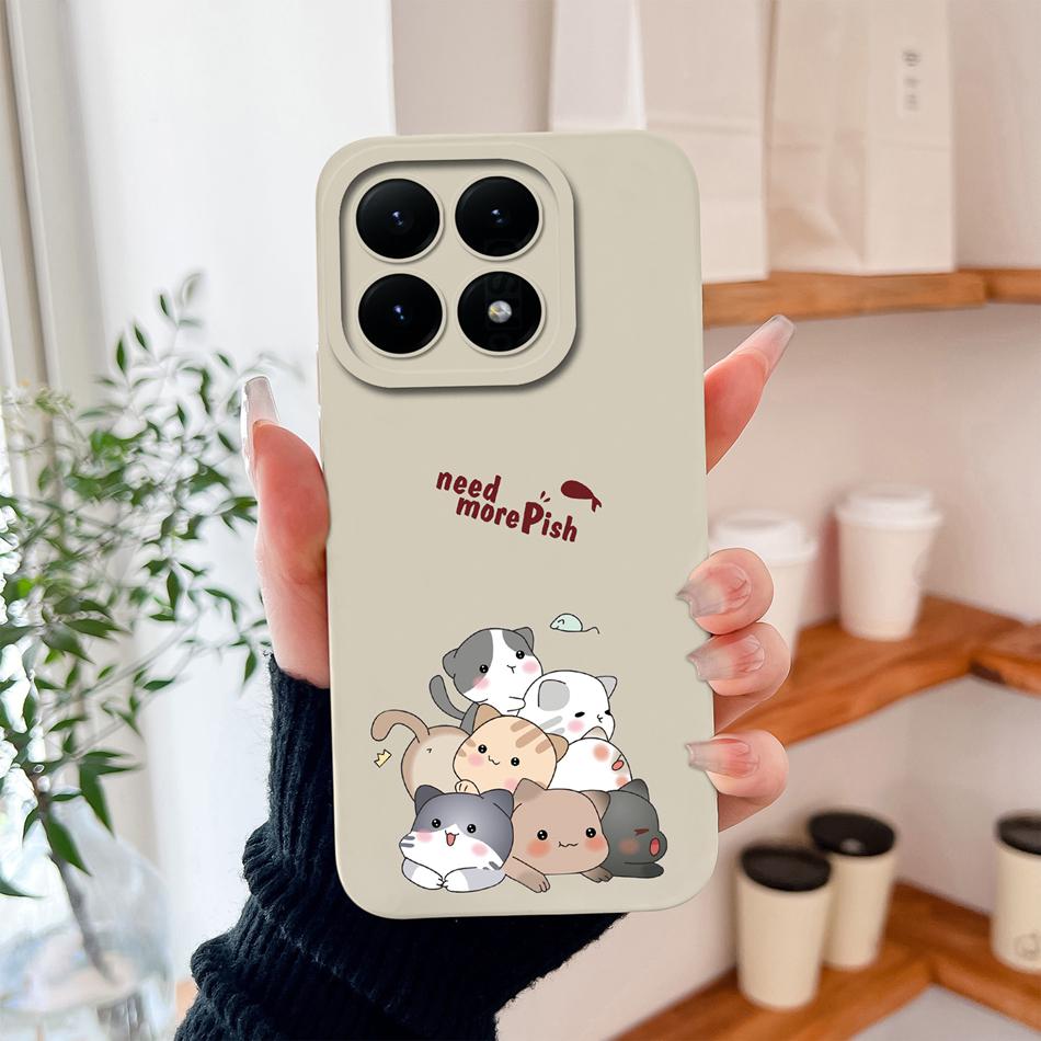 For Xiaomi 15T Pro Case For Xiaomi 17 Pro Max Cartoon Phone Back Cover Full Protection Soft Liquid Silicone Shockproof Bumper