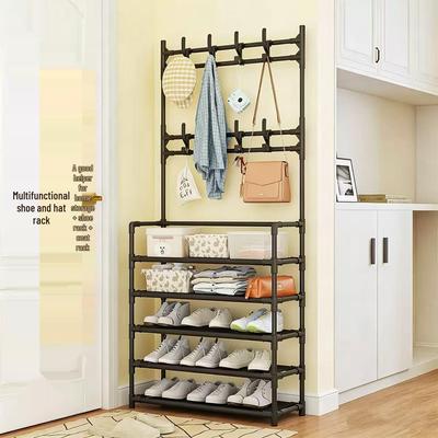 Multi-Functional Floor-Standing Storage Rack: Shoe, Hat, and Clothes Organizer with Large Capacity