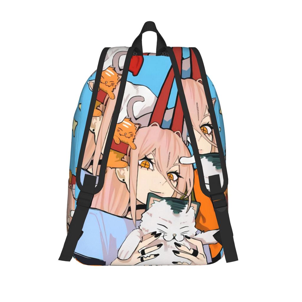 Power playful anime Backpack Chainsaws Mans Boy Girl Polyester University Backpacks Breathable Kawaii High School Bags Rucksack