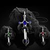 Vintage Gothic Warrior Dragon with Ruby/Sapphire/Emerald Sword Pendant Necklace