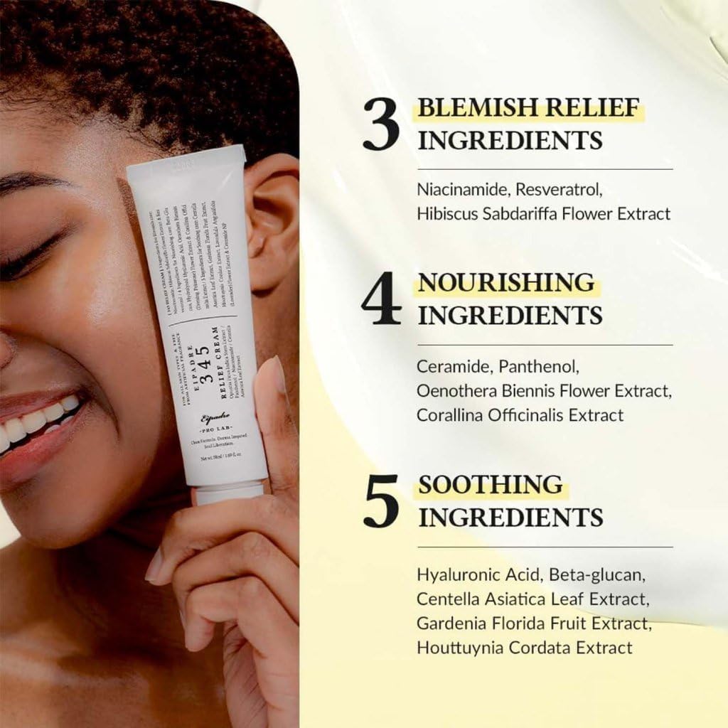 345 Relief Cream | Moisturizer for Soothing Recovery and Blemish Care with PDRN & Niacinamide | Korean Vegan Skin Care for All Skin Types (PACK O