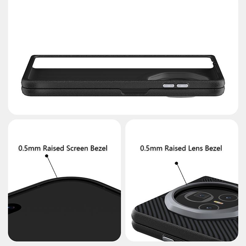 Custodia per Honor Magic V3 Magsafe Lusso Sottile Robusta Pieghevole Caricatore Wireless Magnetico Cover in Fibra di Carbonio Impugnatura con Lente in Metallo