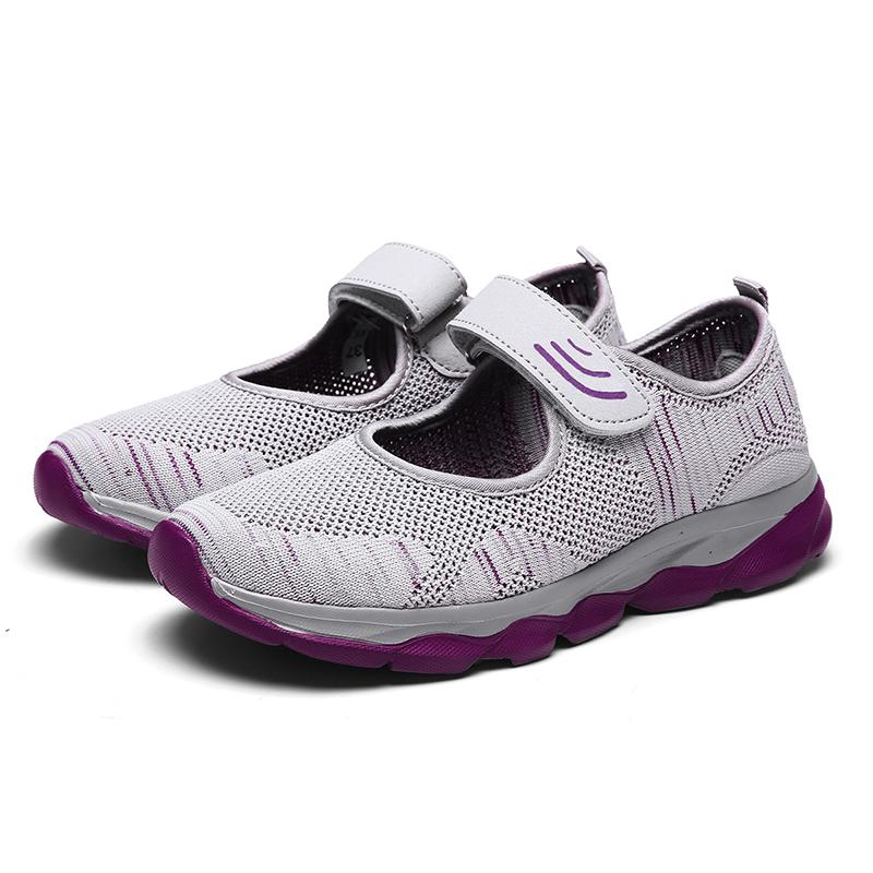 Large Size Summer Web Red Shoes Old Beijing Cloth Shoes Women's Mom Middle-Aged Elderly People Walking Soft Bott Mesh Casual Boa