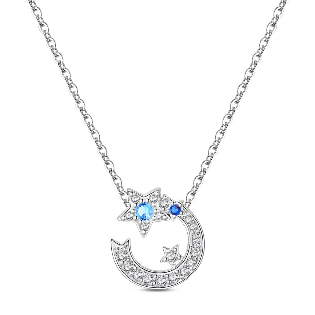 New Original 925 Silver Four-Leaf Clover Butterfly Star Moon Heart Key Necklace Fit Women Jewelry Valentine's Day Gift