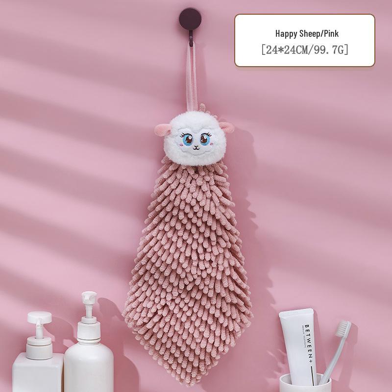 Chenille Cartoon Hanging Hand Towel - Cute, Stylish, Hangable Kitchen & Children's Towel