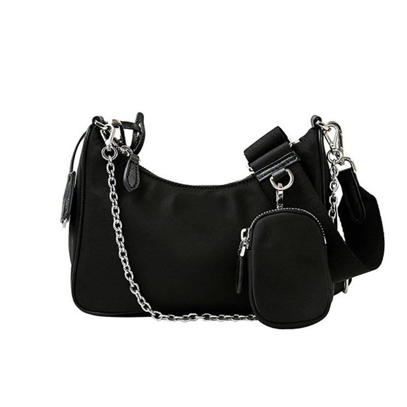 Women Vintage Nylon Shoulder Hobo Bags Fashion Chain Underarm Crossbody Bags