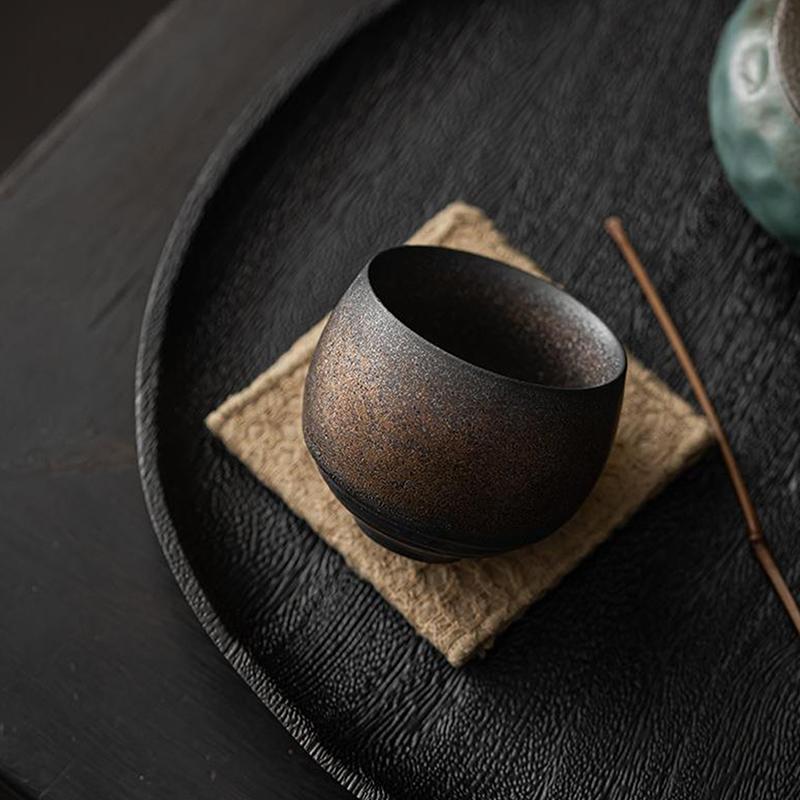 Japanese Style Handmade Stoare Tea Cup Kung Fu Tea Set Tea Cup Small Single Cup Ancient Style Quiet Road Cup Bowl Teacup