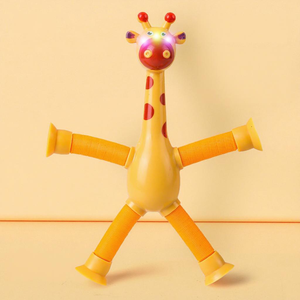 Novelty Giraffe Cartoon Telescopic Tube Educational Plastic Stress Relief Toy with Suction Cup Variable Shape for Child Gifts