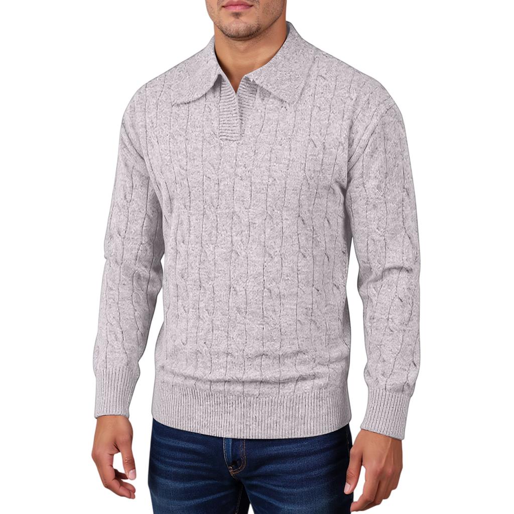 Men's  Fashion  Knitting  Pullover  Flip Collar  Long Cleeves  Sweater