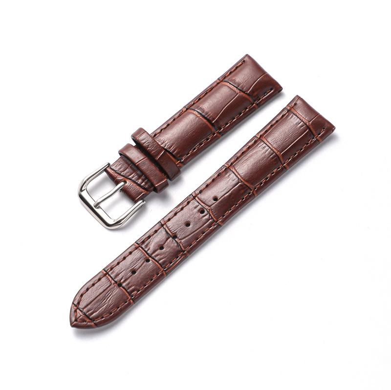 Calfskin Bamboo Pattern Cowhide Pin Buckle Watch Strap for Men and Women