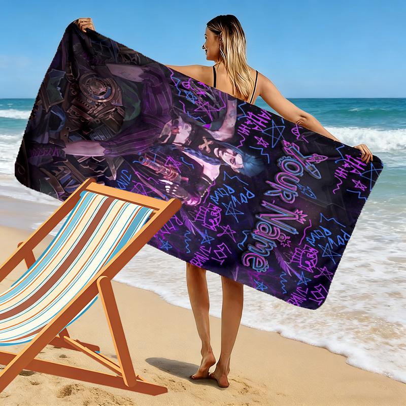 Name Custom Jinx Print Beach Towel, Large Soft Quick Dry Towel for Beach Camping Swimming