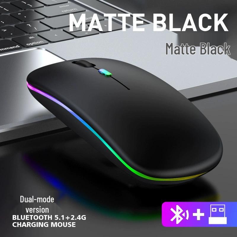 Dual-Mode Ultra-Thin Rechargeable Bluetooth Silent Mouse with Luminous Feature for Office and Tablet Use