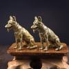 62KD Brass Metal Lucky Fortune Dog Statue Small Ornament Little Puppy Wolf Figurines Chinese Desktop Tea Pet Decoration
