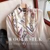 Premium Temperament Silk Wool Silk Scarf Autumn and Winter Elegant Versatile Silk Wool Scarf Warm and Comfortable Silk Wool Square Scarf