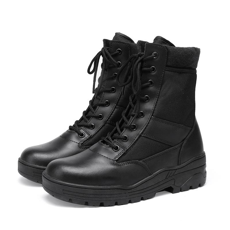 

Теплые ботинки-берцы из натуральной коровьей кожи, мужские ботинки для активного отдыха, нескользящие и износостойкие ботинки-пустынники, зимние тактические ботинки 45 чёрный