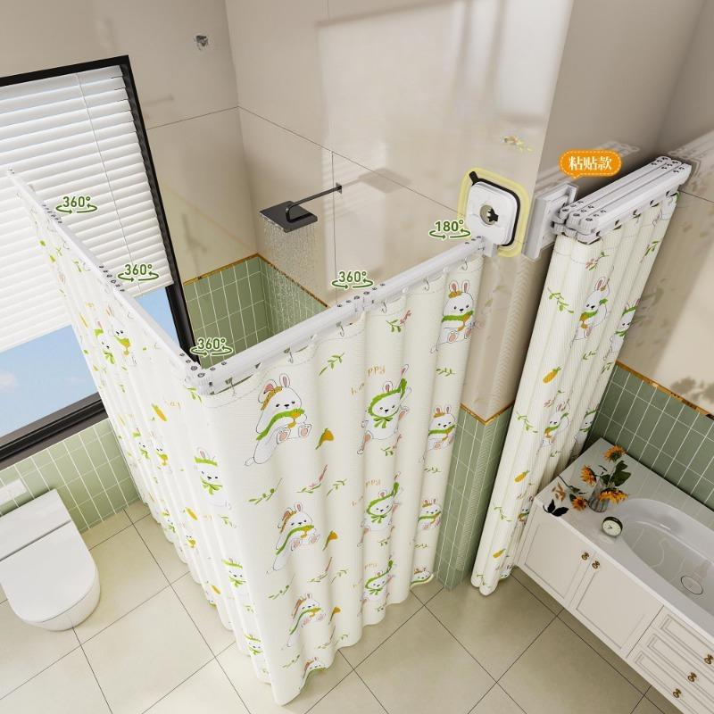 Tenda da Doccia Impermeabile Pieghevole con Ventose Senza Foratura per Separazione Bagno Separazione Bagnato e Asciutto Tenda in EVA