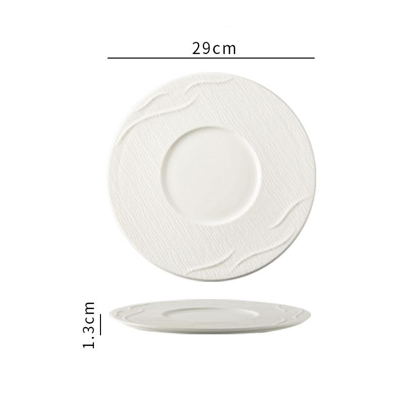 Solid Color Simple Wave Pattern Flat Plate Ceramic Steak Plate Dessert Plate Pasta Plates Molecular Cooking Specialty Tableware