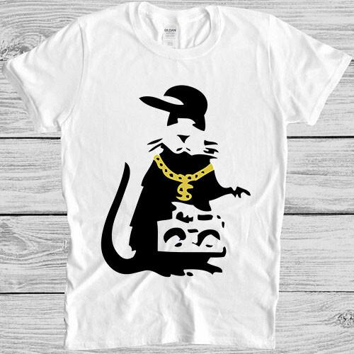 Banksy Gangsta Rat Art Drawing Top Funny Meme Gift Tee T Shirt M1164 M