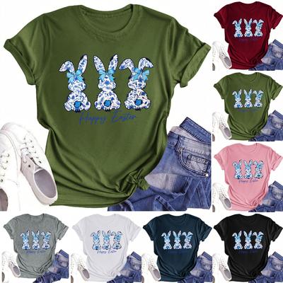 Women's Round Neck Casual Printed Short-sleeved T-shirt Top