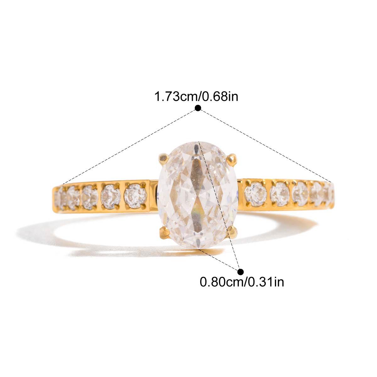 

New Casting PVD Plated White Shiny Cubic Zirconium Ring Women Daily Fashion Jewelry Accessories Gift 6
