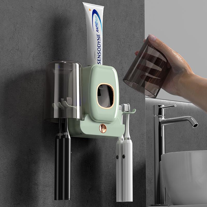 

Ultraviolet Sterilization Multifunctional Toothbrush Holder with Toothpaste Squeezer & Mouthwash Cup.