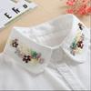 Vintage White Woman Fake Collar Black Crystal Lady Detachable Collar shirt Neckwear False Collar With Beads Clothing Accessories