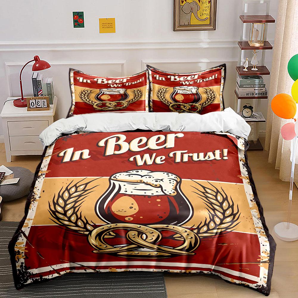 Beer glass, pretzel, wheat. Bedding sets Duvet cover sets Duvet covers Pillowcases(1* Duvet Cover 2* Pillowcases without duvet insert)
