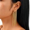 Luxus Gold Plated Lange Quaste Anhänger Ohrringe, Wasserdichte Edelstahl Quaste Kette Hängeohrringe, Modeschmuck für Damen