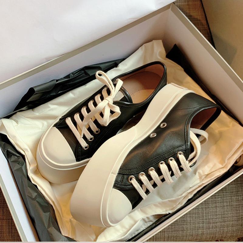 Big head shoes sports muffin lace-up black inner height increase thick sole ugly cute casual shoes women