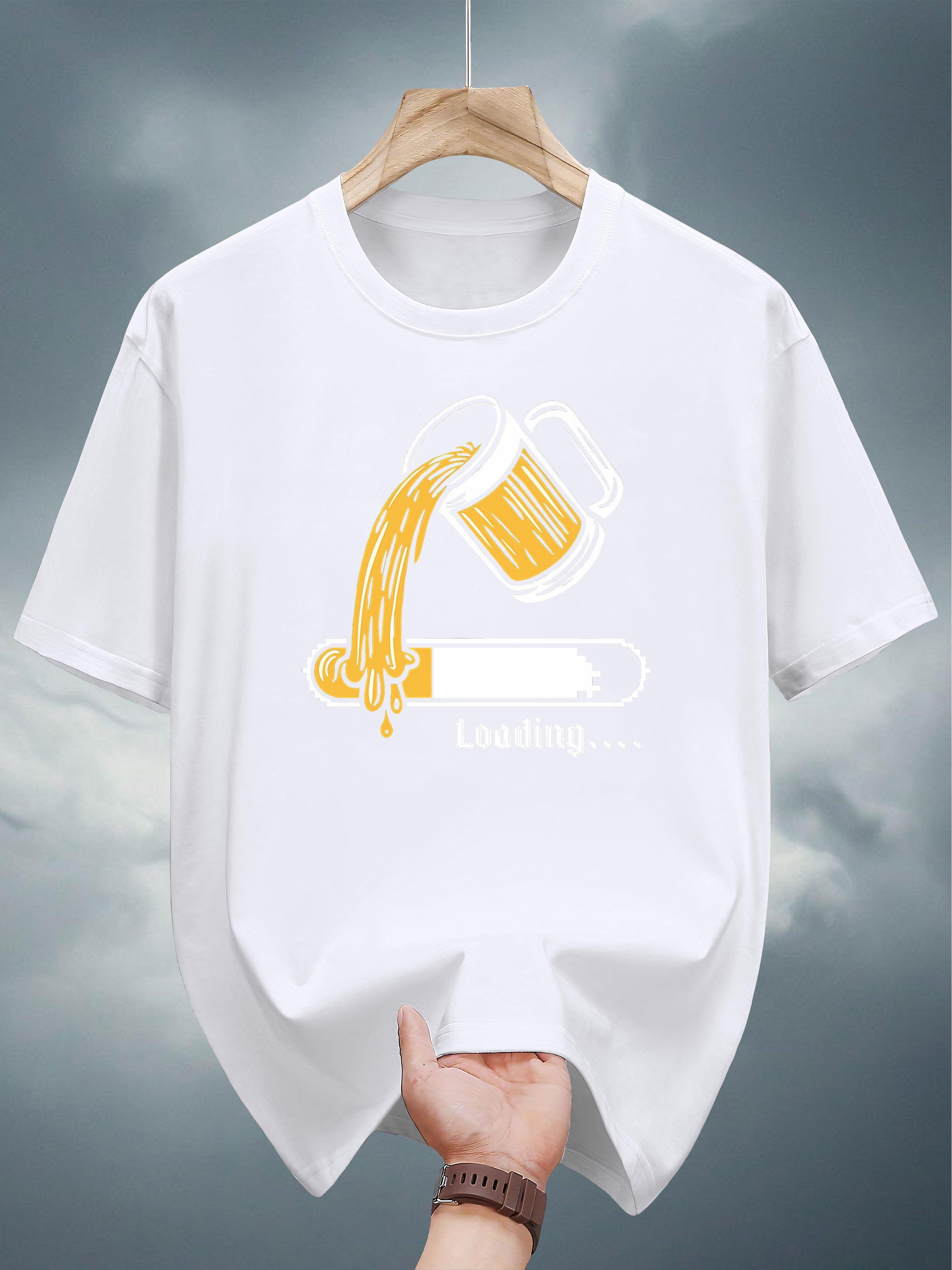 Graphic T-shirt - Casual Summer Tee with Beer & Cigarette Design L