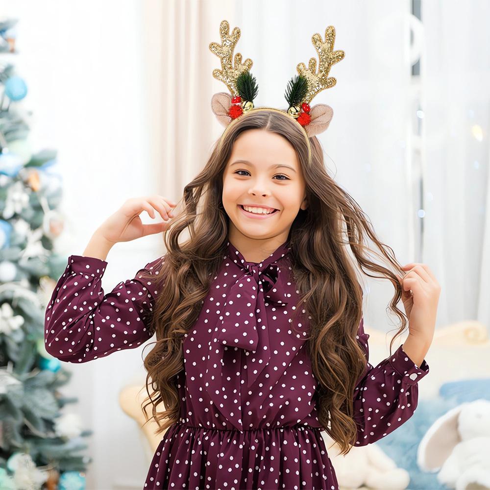 Christmas Headband,Glitter Deer Antlers Headband,Christmas Party Decoration For Kids,Women Hair Decoration For Kids