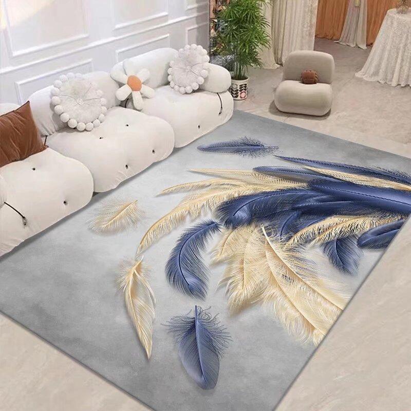 Light Luxury Feather Carpets for Living Room Soft Flannel Decoration Home Rug Modern Style Rugs for Bedroom Non-slip Floor Mats