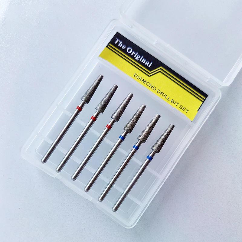 6pcs/set Nail Drill Bits Milling Cutter For Manicure 3/32" Burr Electric Cuticle Clean Nail File Cuticle Remover Tool