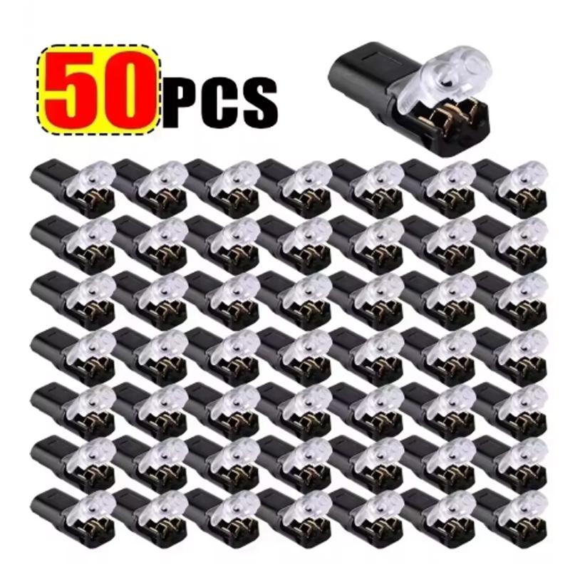 20/30/50 Pcs 2 Pin 2 Way Universal Compact No-Wire-Stripping Toolless Spring Wire Connectors Quick Splice Wire Connector